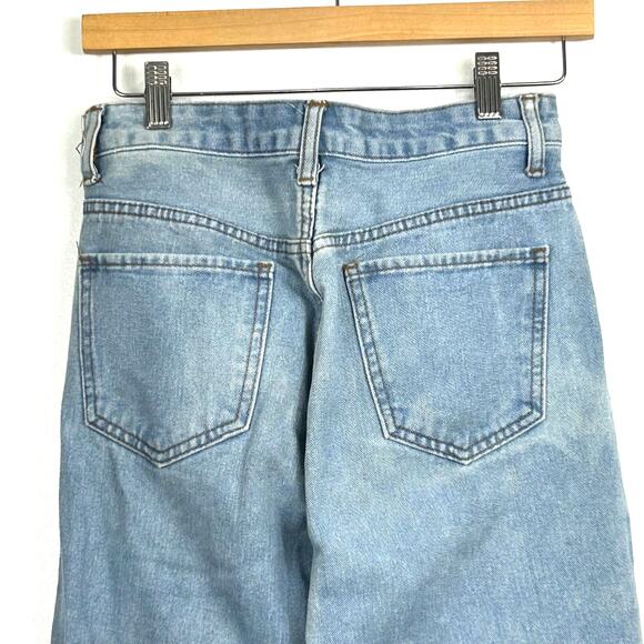 SONG Classic Mom Jeans Womens 3 Button Fly Distressed Ripped Light Wash - Picture 8 of 10